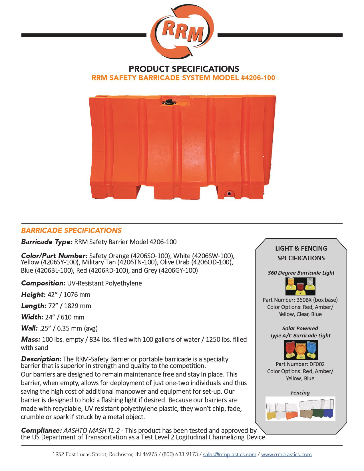 RRM 42x72 Prod Spec Sheet & Drawing