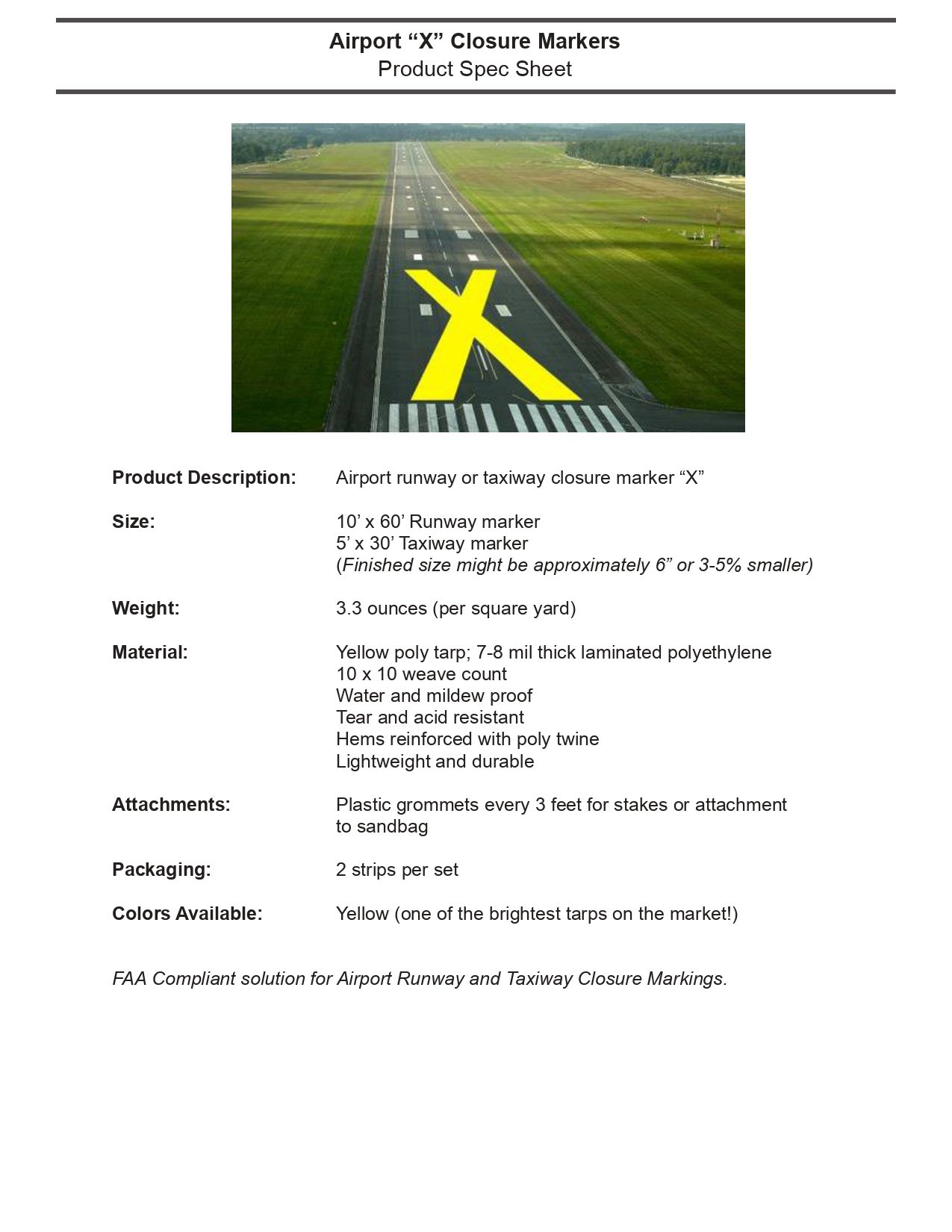 Solar Masters - Generic Spec Sheet - airport runway closure marker