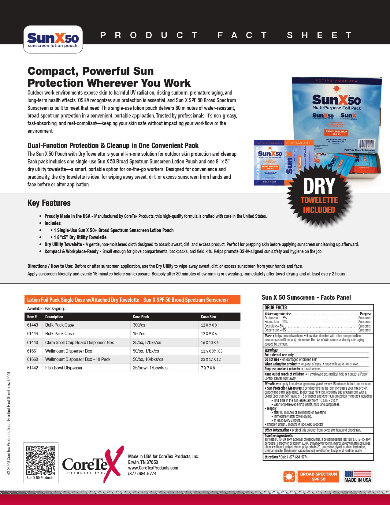 Cortex SunX50 Multi Pack factsheet