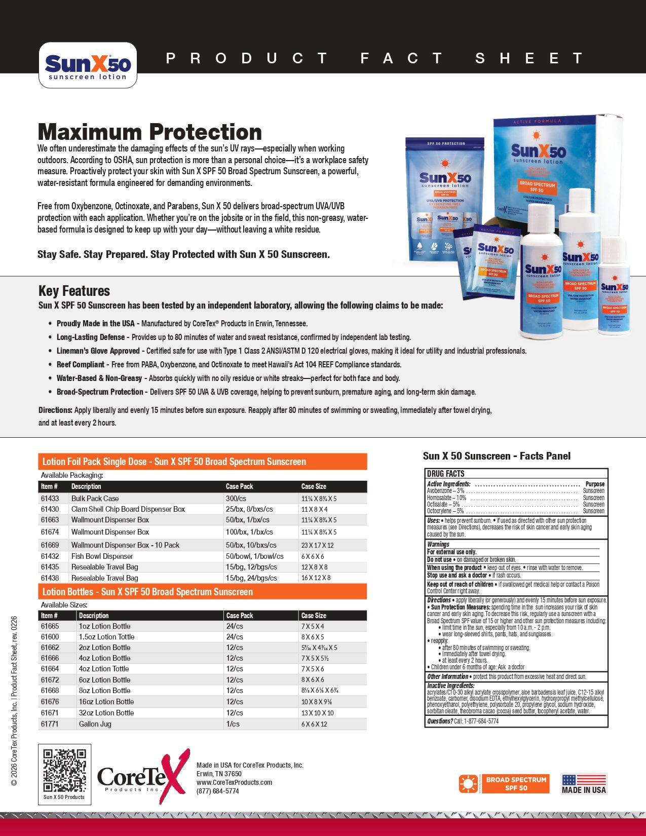 Cortex SunX50 factsheet