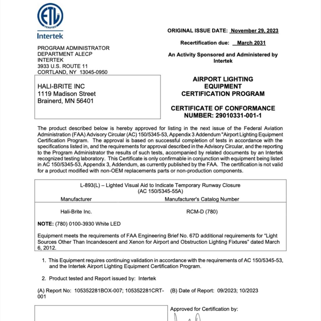 RENTALS - Halibrite faa certificate