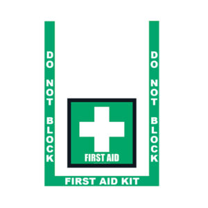stop-painting-first-aid-floor-marking-kit-incl.3pc.green-bkgd:white-border(2)-and-17.5-sign