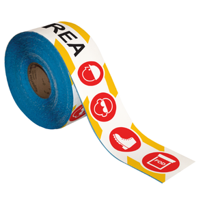 superior-mark-floor-tape-2 x 100'-fod-control-area-yellow:white-hazard-bkgd:black Text(1)