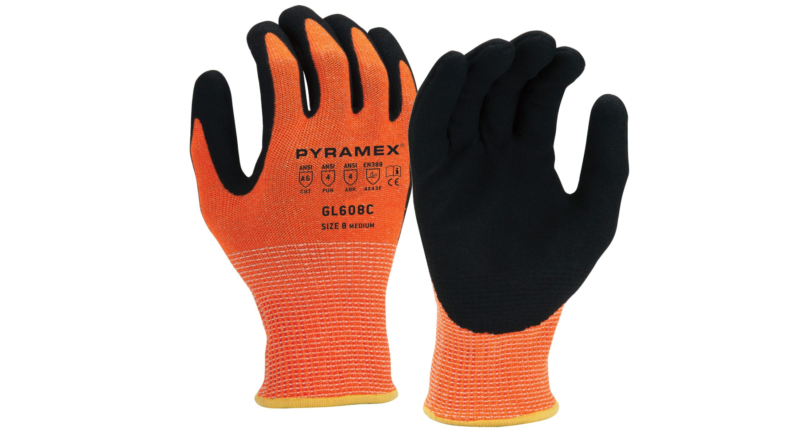 GL608C High-Visibility Sandy Nitrile A6 Cut Safety Gloves
