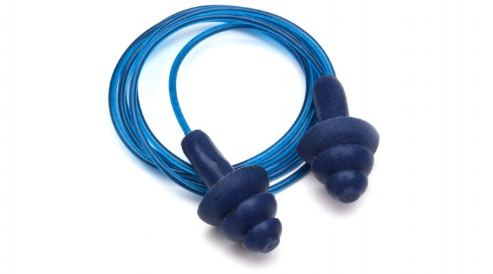 Fully Metal-Detectable Reusable Corded Triple-Flange Earplugs, 25 NRR - Box of 50 Pairs