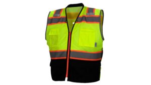 RVZ46B Type R Class 2 Black-Bottom Surveyor Safety Vest with D-Ring Slot