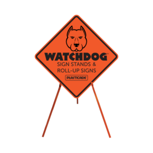 Jobsite Tripod Sign Stand for Rigid and Roll-Up Signs