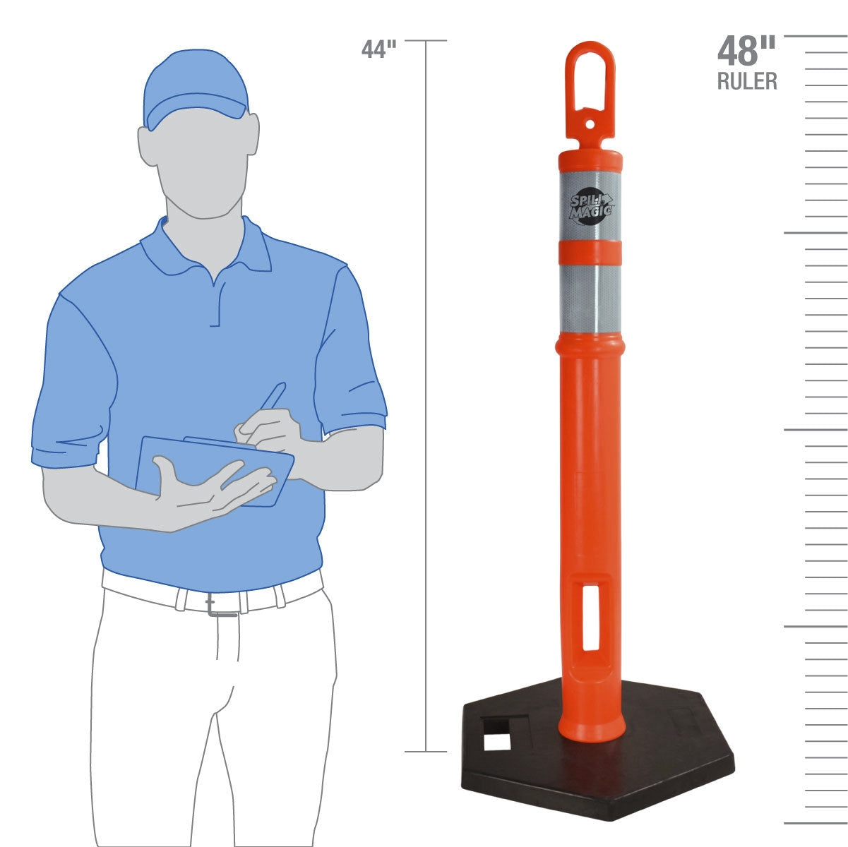44 in. Reflective Orange Looper Safety Cone - 2 Pack - Image 3
