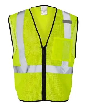 Single Pocket Zipper Mesh Economy Class 2 Safety Vest