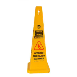 35 in. 4-Sided Wet Floor Pylon Cone, Yellow - 5 Pack